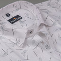Turkey Linen White With Black Flower Print Shirts For Men