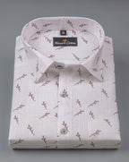 Turkey Linen White With Marrun Print Shirts for Men