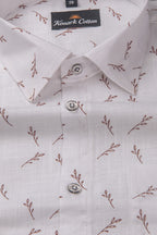 Turkey Linen White With Marrun Print Shirts for Men