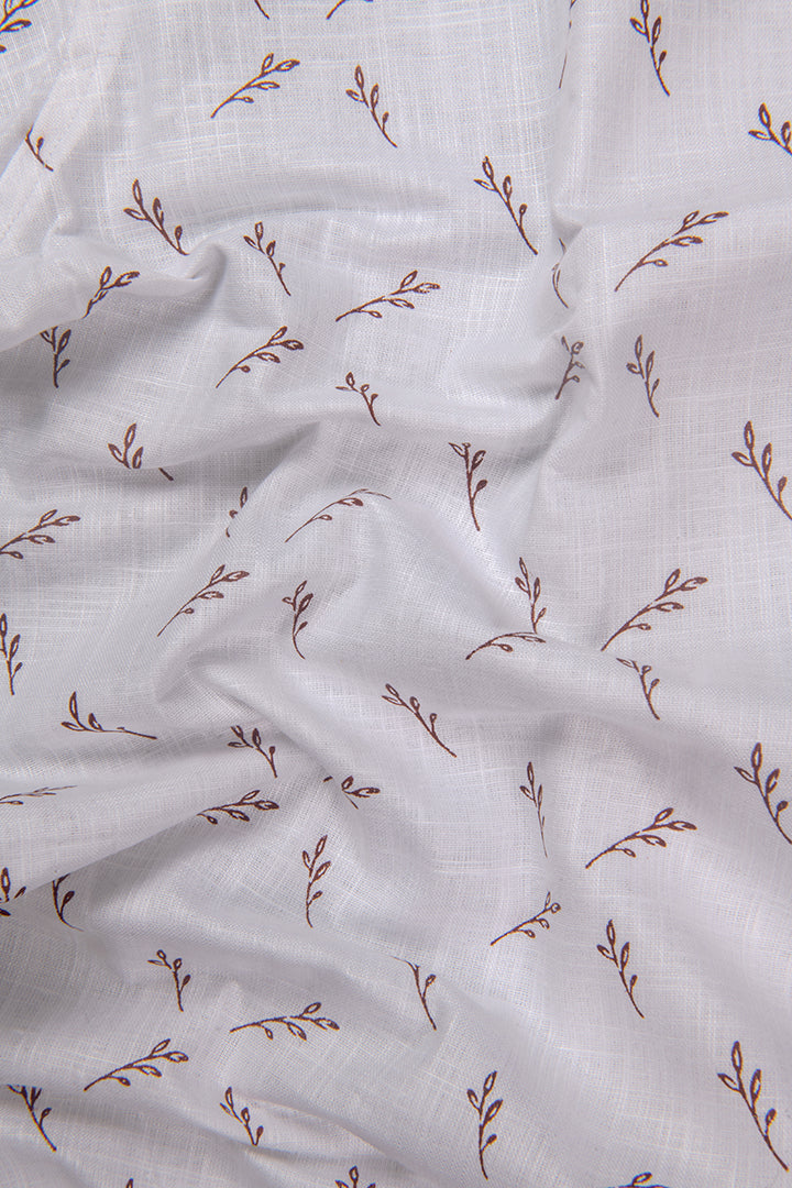 Turkey Linen White With Marrun Print Shirts for Men