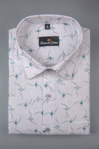Turkey Linen White with Sky Print Shirts for Men