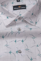 Turkey Linen White with Sky Print Shirts for Men