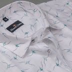 Turkey Linen White with Sky Print Shirts for Men