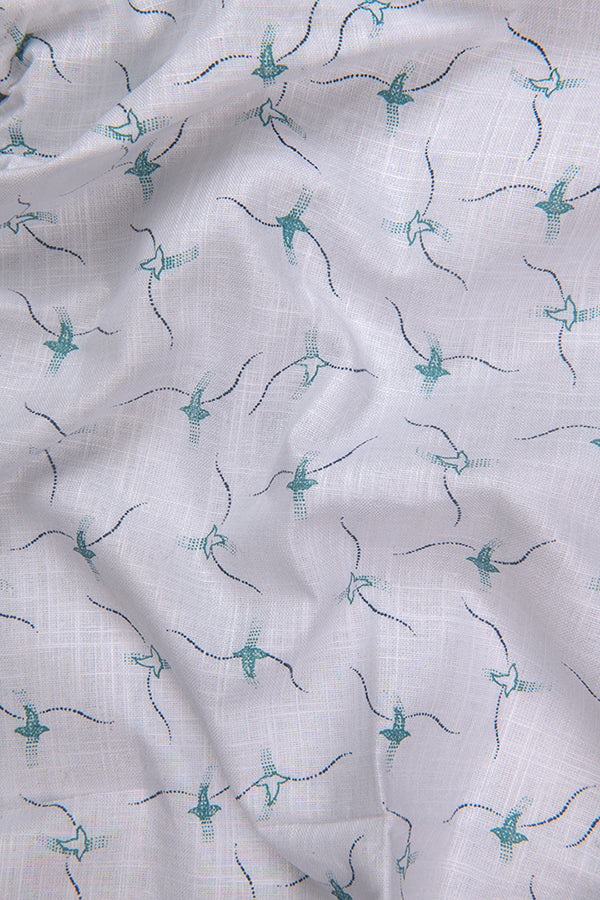 Turkey Linen White with Sky Print Shirts for Men
