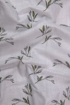 Turkey Linen White With Mehendi Flower Print Shirts For Men