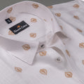 Turkey Linen White With Yellow Golden Rajwada Print Shirts For Men