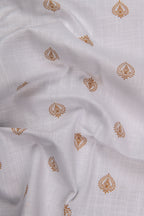 Turkey Linen White With Yellow Golden Rajwada Print Shirts For Men