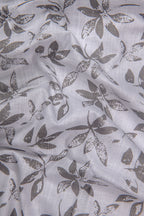 Turkey Linen White With Grey Leaf Print Shirts For Men