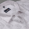 Turkey Linen White With Black Zickzack Print Shirts for Men