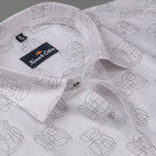 Turkey Linen White With Black Zickzack Print Shirts for Men