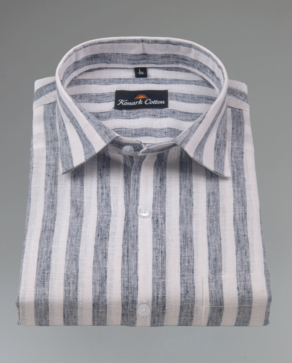 Linen King Blue Patta Print Shirt For Men