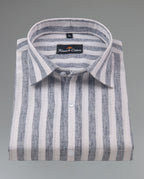 Linen King Blue Patta Print Shirt For Men