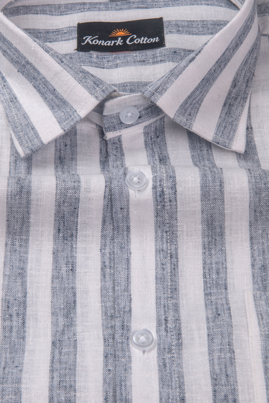 Linen King Blue Patta Print Shirt For Men