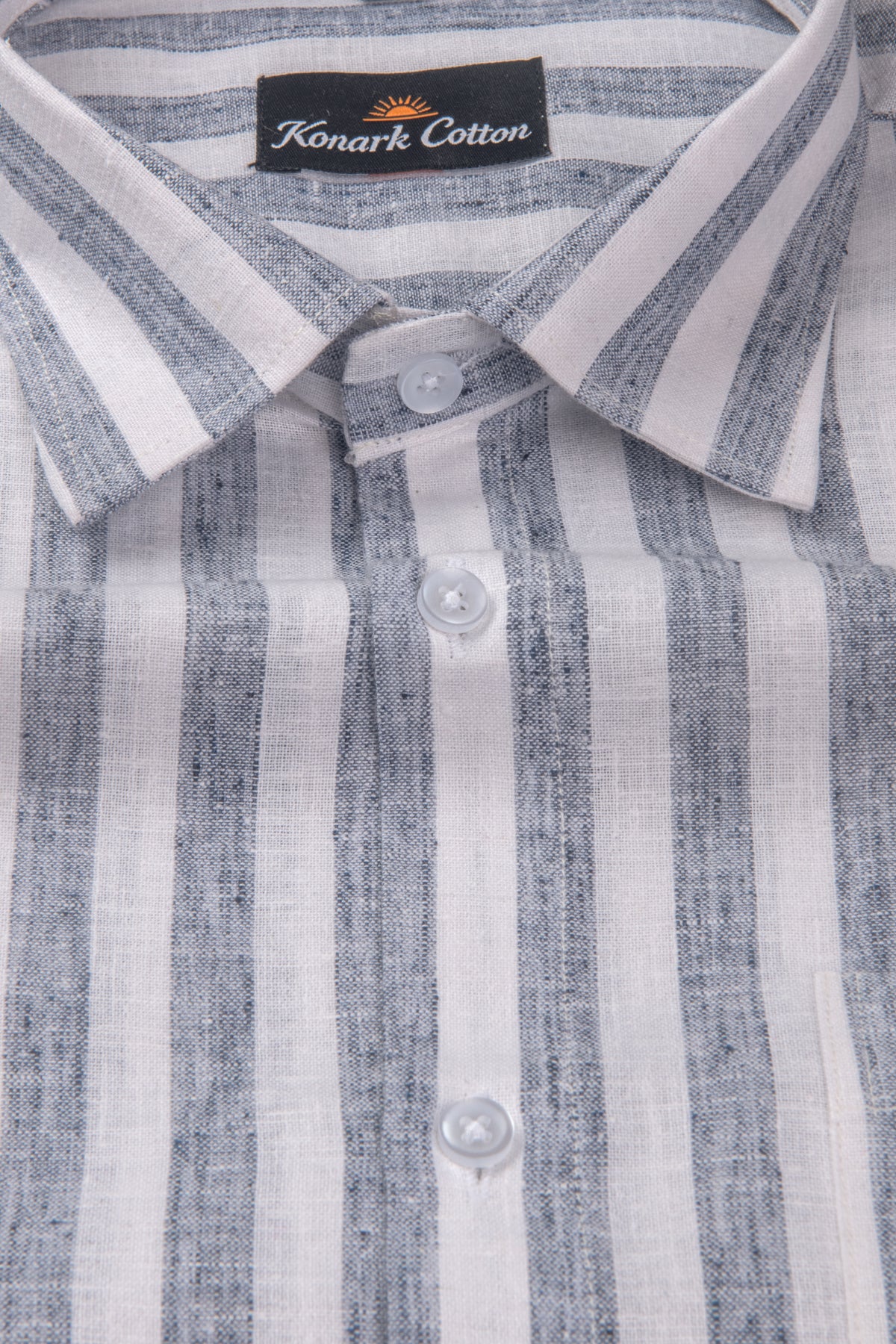 Linen King Blue Patta Print Shirt For Men