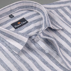 Linen King Blue Patta Print Shirt For Men