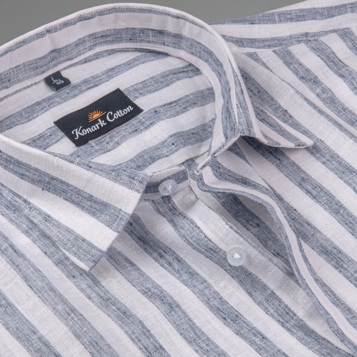 Linen King Blue Patta Print Shirt For Men