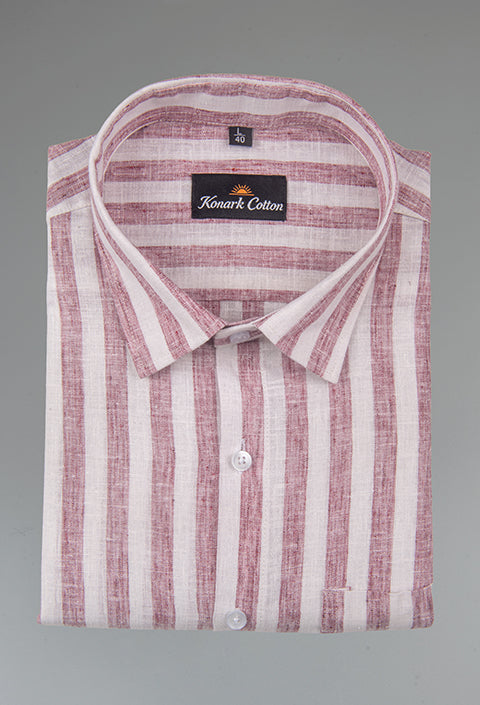 Linen King Ivory Patta Print Shirt For Men
