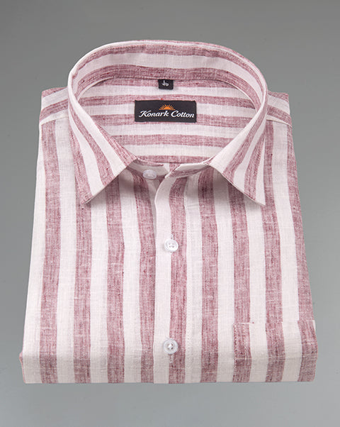 Linen King Ivory Patta Print Shirt For Men
