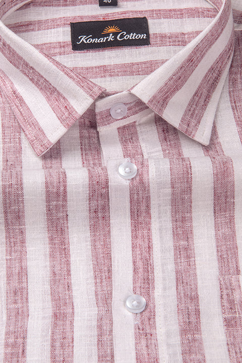 Linen King Ivory Patta Print Shirt For Men