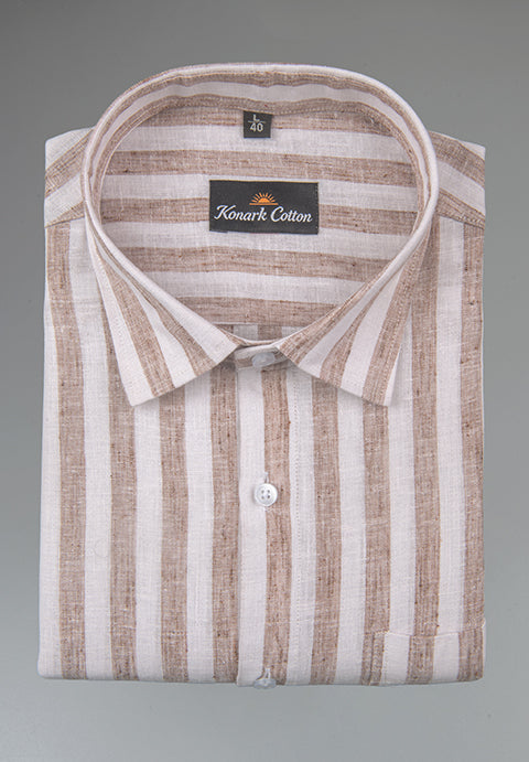 Linen King Wooden Patta Print Shirt For Men