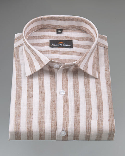 Linen King Wooden Patta Print Shirt For Men