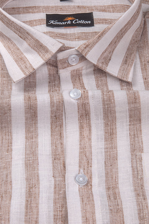 Linen King Wooden Patta Print Shirt For Men