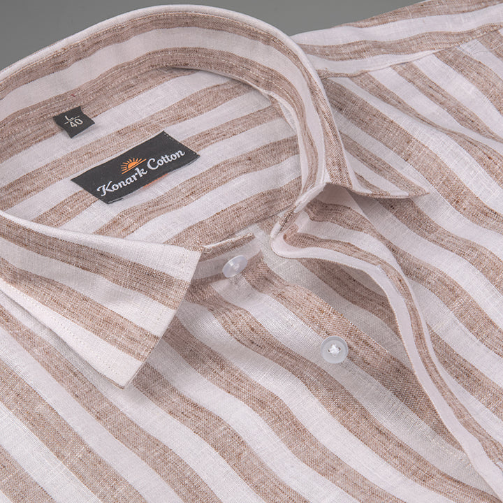 Linen King Wooden Patta Print Shirt For Men