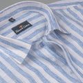 Linen King Sky Blue Patta Print Shirt For Men