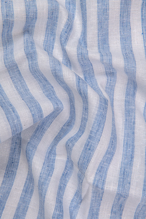 Linen King Sky Blue Patta Print Shirt For Men