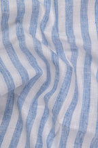 Linen King Sky Blue Patta Print Shirt For Men