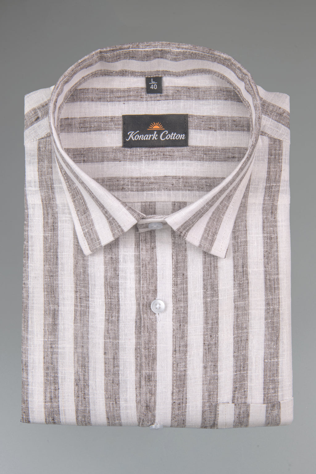 Linen King Gray Patta Print Shirt For Men