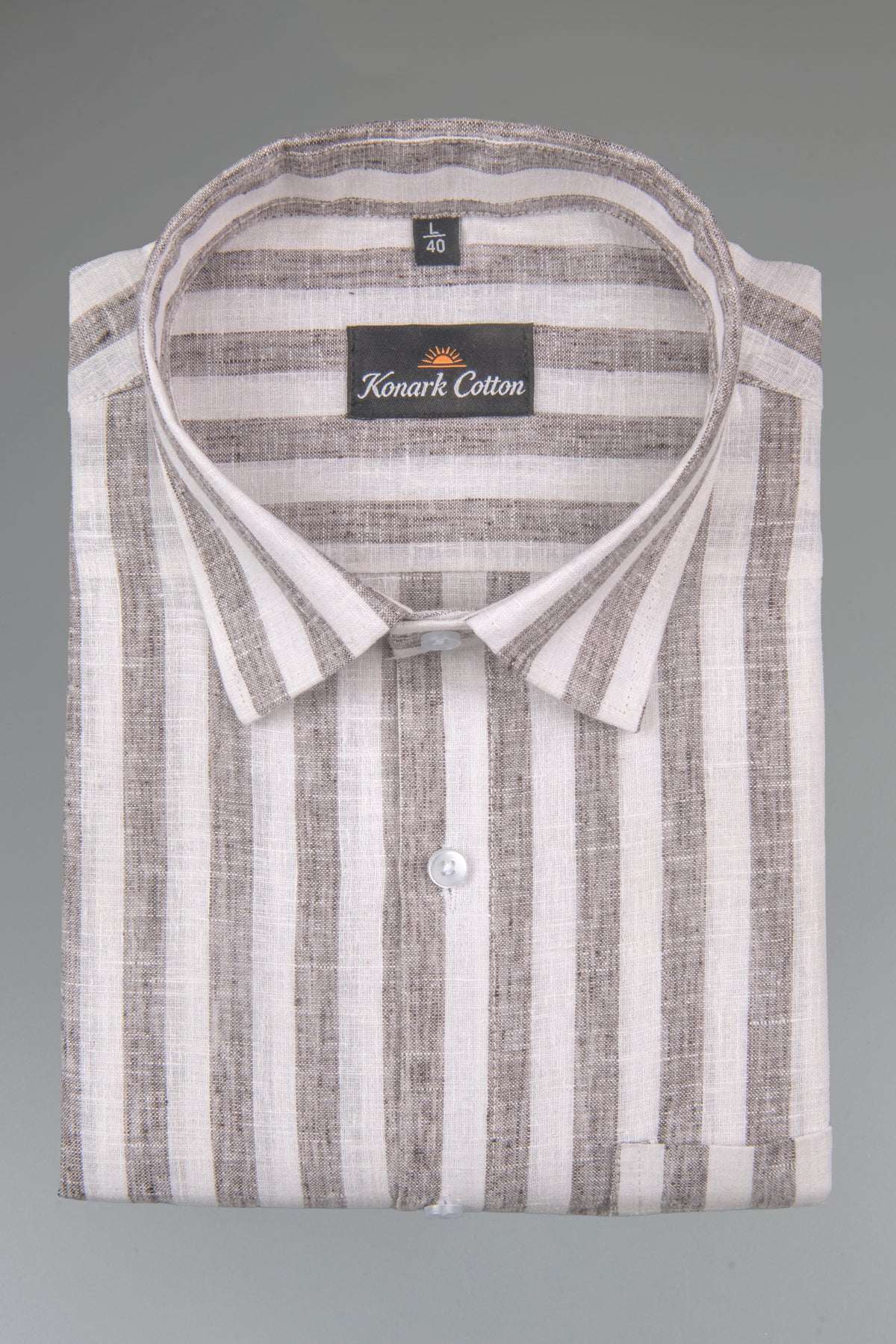 Linen King Gray Patta Print Shirt For Men