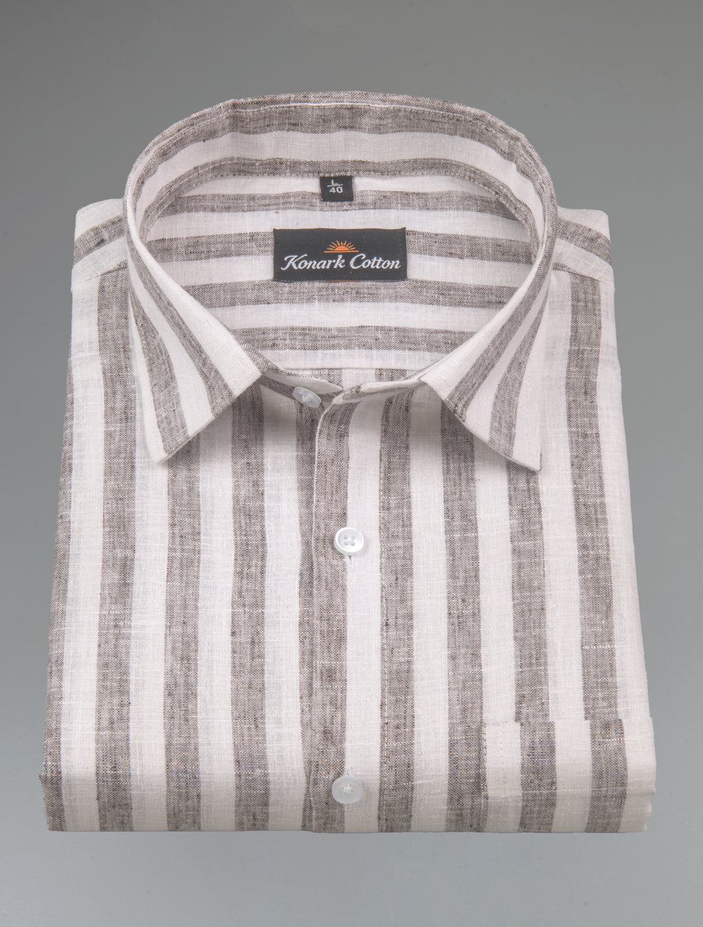 Linen King Gray Patta Print Shirt For Men