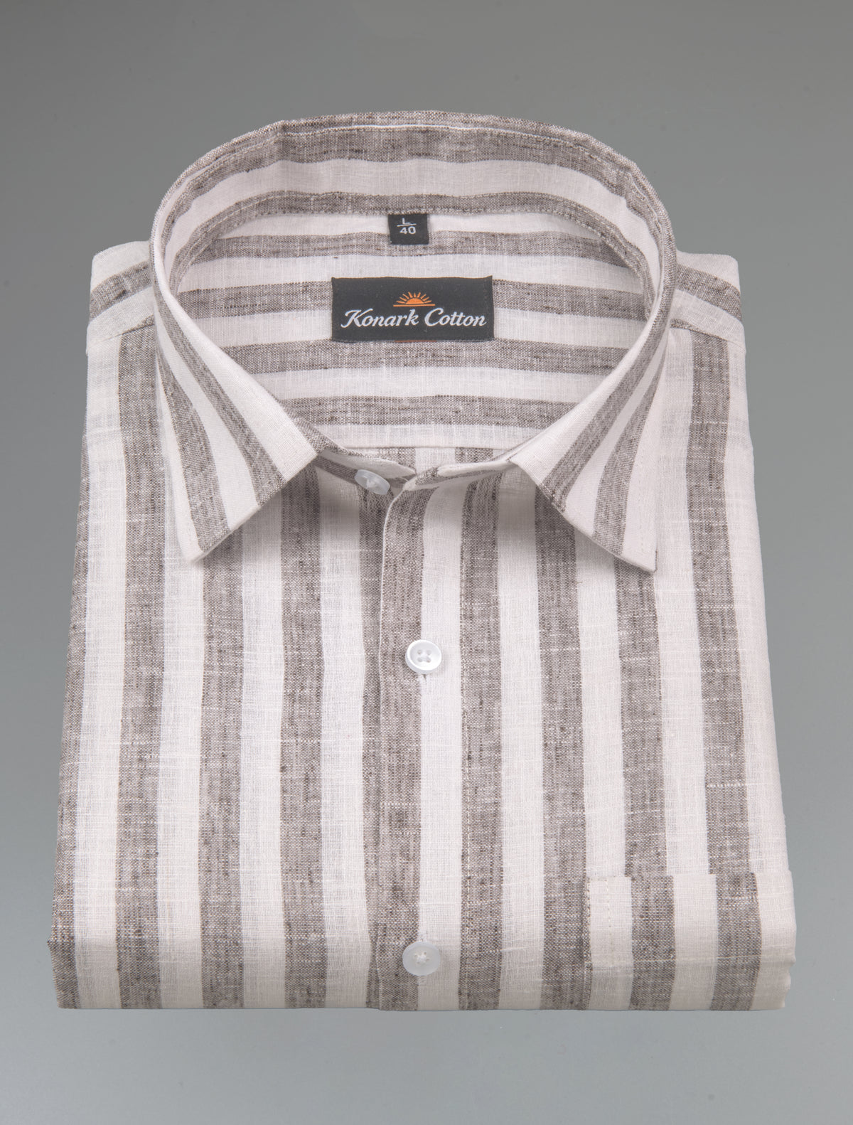 Linen King Gray Patta Print Shirt For Men
