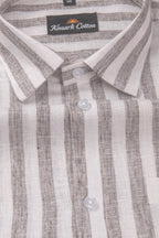 Linen King Gray Patta Print Shirt For Men