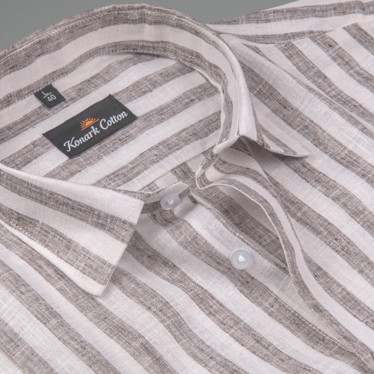 Linen King Gray Patta Print Shirt For Men