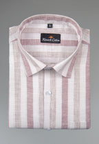 Pure Linen Maroon & Wooden Patta Print Shirt For Men