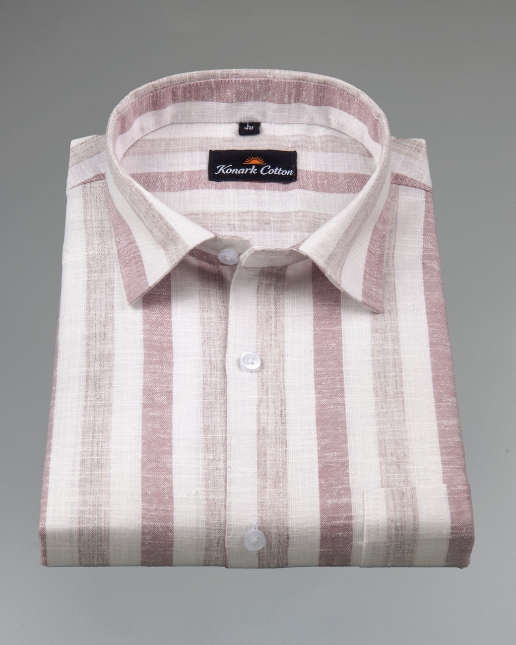 Pure Linen Maroon & Wooden Patta Print Shirt For Men