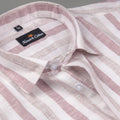 Pure Linen Maroon & Wooden Patta Print Shirt For Men