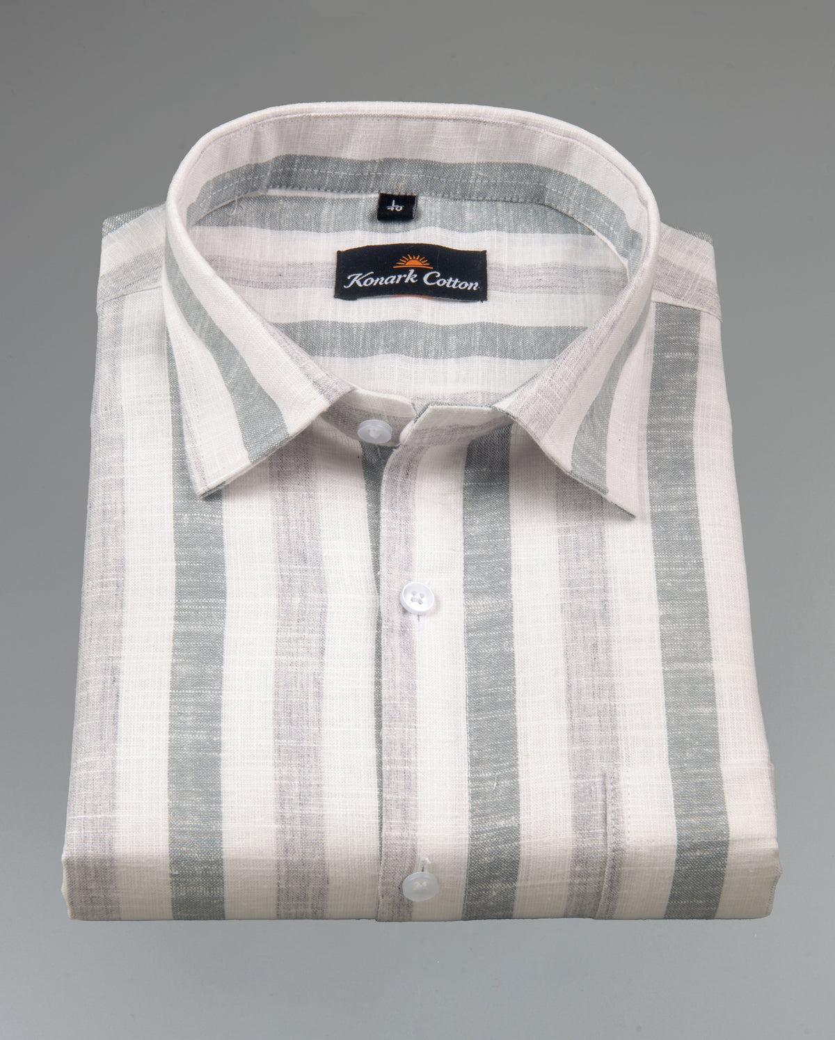 Pure Linen Gray & Carbon Black Patta Print Shirt for Men