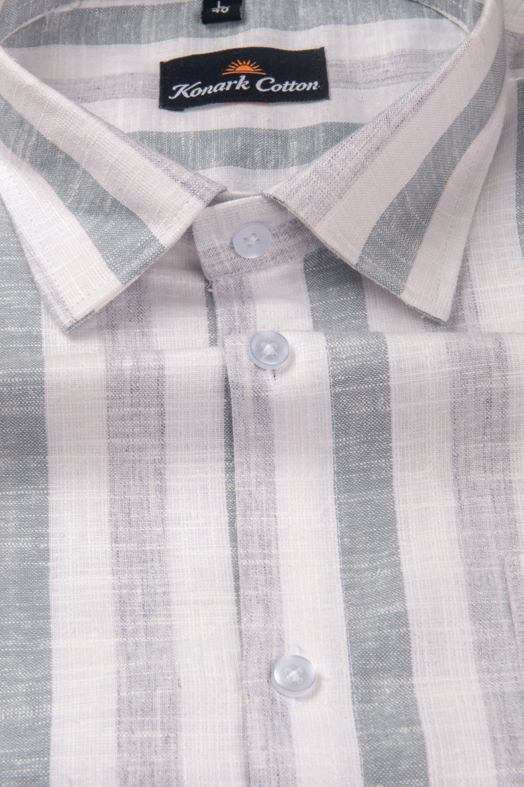 Pure Linen Gray & Carbon Black Patta Print Shirt for Men