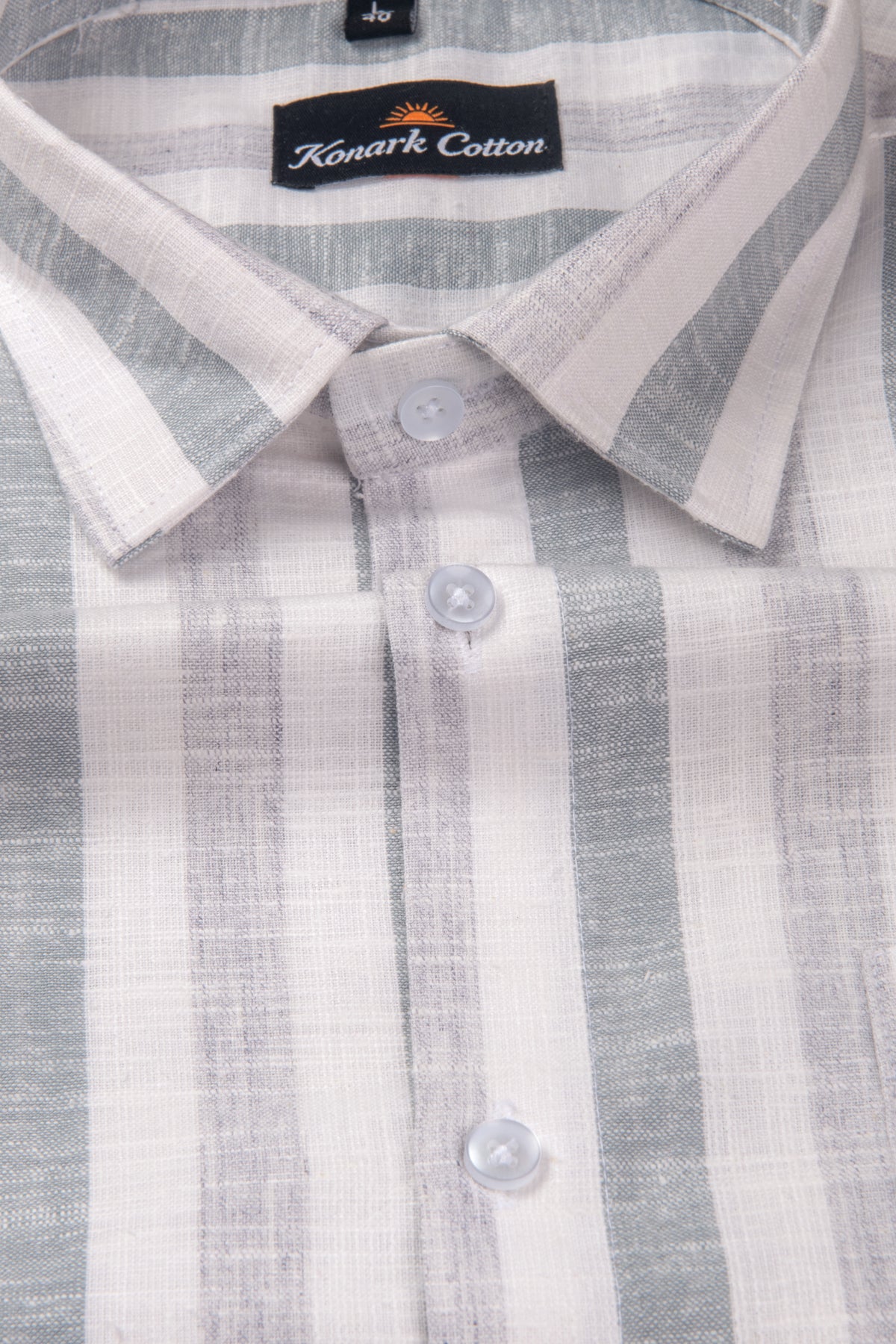 Pure Linen Gray & Carbon Black Patta Print Shirt for Men