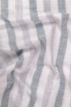 Pure Linen Gray & Carbon Black Patta Print Shirt for Men