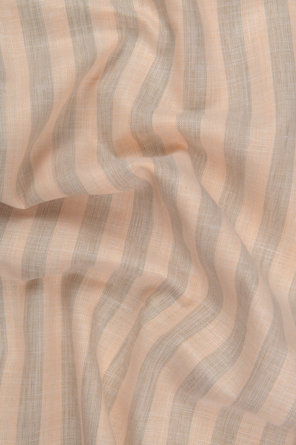 Pure Linen Gray & Light Orange Patta Print Shirt For Men