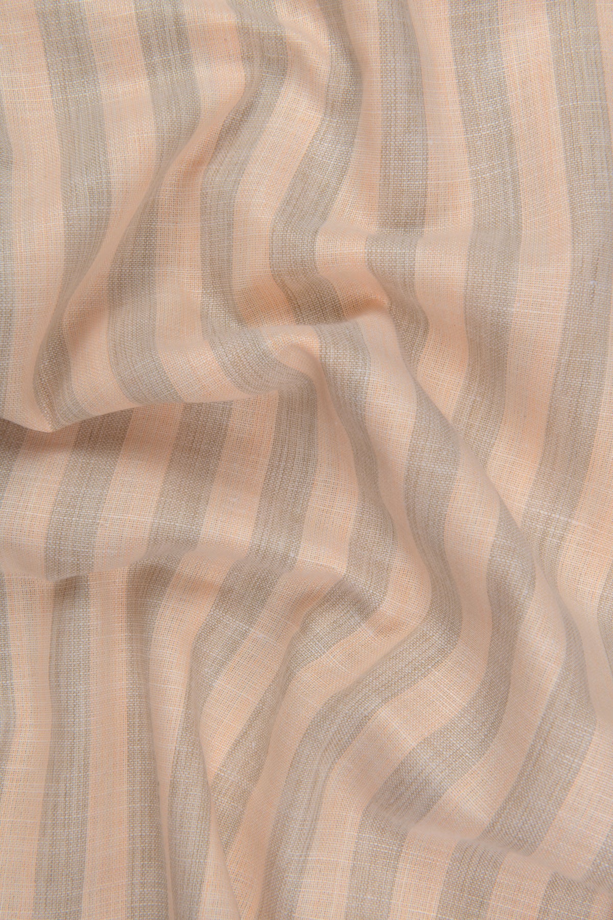 Pure Linen Gray & Light Orange Patta Print Shirt For Men