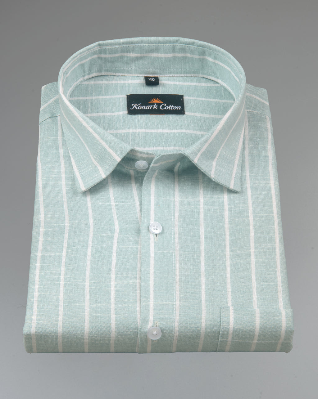 Elite Linen Pista With White Stripe Shirt For Men