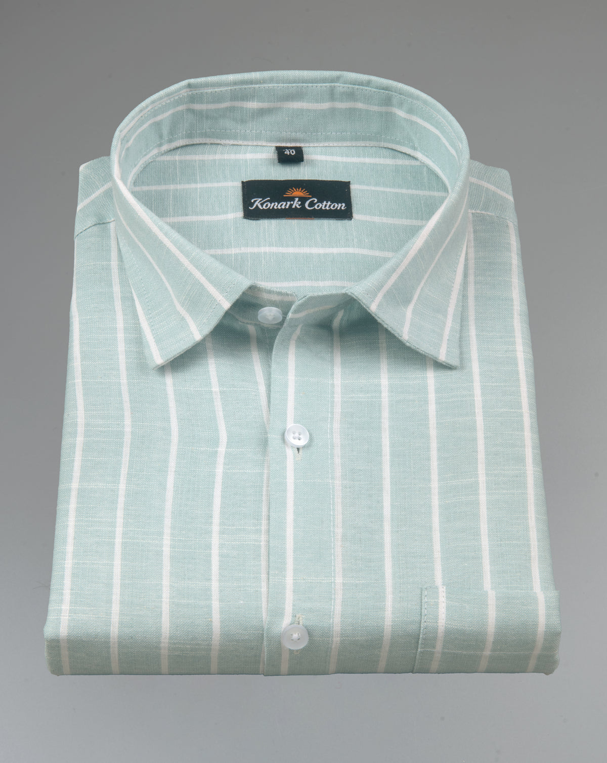 Elite Linen Pista With White Stripe Shirt For Men