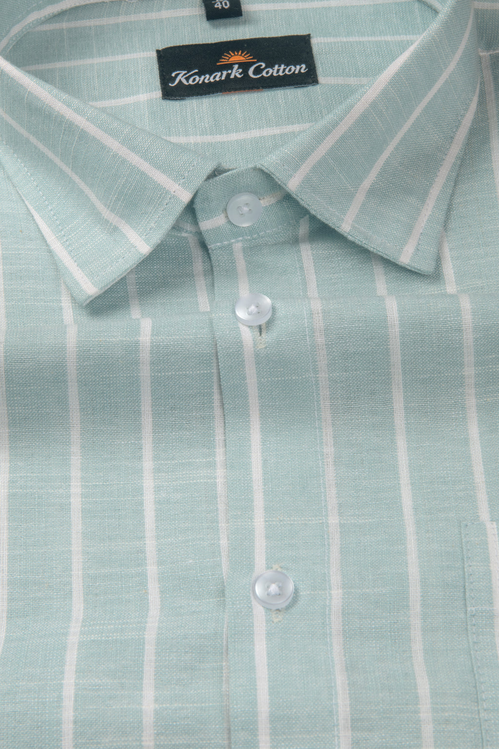 Elite Linen Pista With White Stripe Shirt For Men