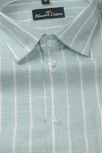 Elite Linen Pista With White Stripe Shirt For Men