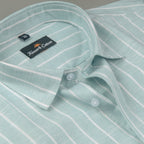 Elite Linen Pista With White Stripe Shirt For Men